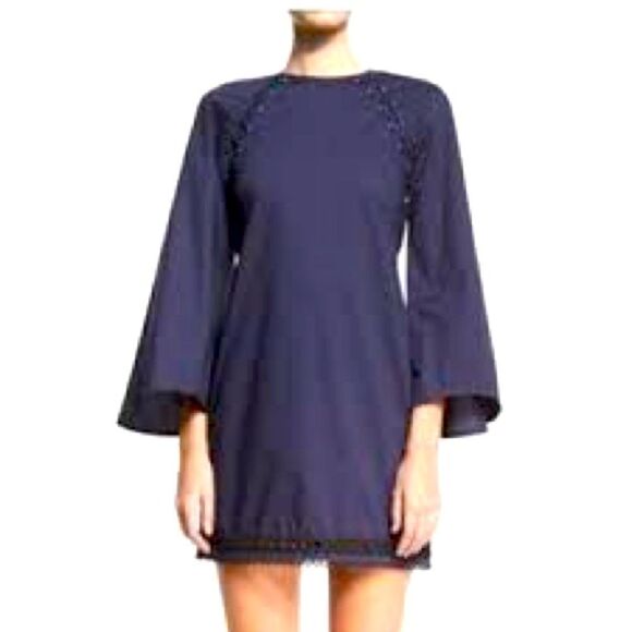 Derek Lam 10 Crosby-100% cotton Bell-Sleeve A-Line Dress w/ Lacing , size 8 - Picture 1 of 16